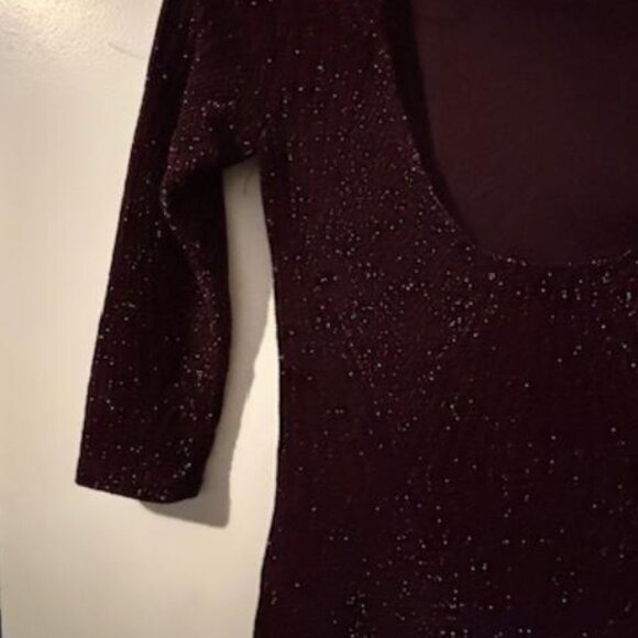 Trixxi Juniors Deep Red Wine Sparkle Low Cut Back Fitted Bodycon Dress Sz M - Picture 5 of 6